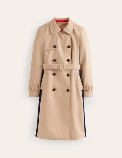 Boden Colour Block Trench Coat Neutral With Stripe Women