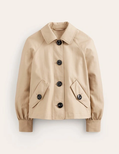 Boden Cropped Trench Jacket Neutral With Red Pop Women