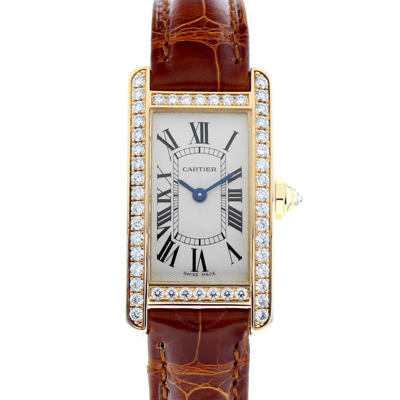Cartier Tank Americaine Quartz Diamond White Dial Ladies Watch 2503 In Brown / Gold / Gold Tone / Rose / Rose Gold / Rose Gold Tone / White