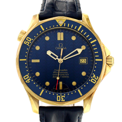 Omega Seamaster Diver 300 M Automatic Blue Dial Men's Watch 2133.80 In Blue / Gold / Gold Tone / Yellow