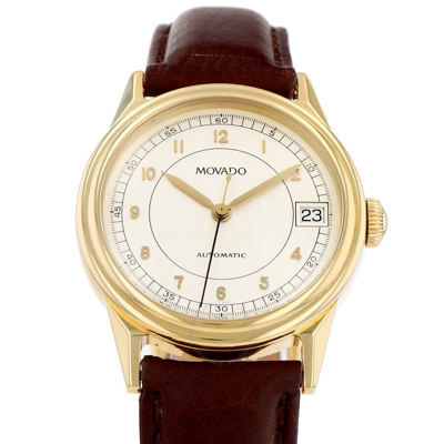 Movado 1881 Automatic White Dial Men's Watch 40.a9.880 In Brown / Gold / Gold Tone / White / Yellow