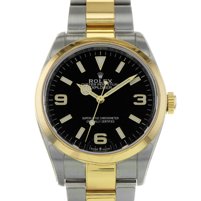 Rolex Explorer Automatic Chronometer Black Dial Men's Watch 124273 Bkso In Two Tone  / Black / Gold / Gold Tone / Yellow