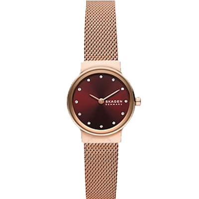 Skagen Lille Quartz Red Dial Ladies Watch Skw3067 In Red   / Gold Tone / Rose / Rose Gold Tone