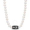 AMOUR AMOUR 7-7.5MM CULTURED FRESHWATER PEARL MEN'S NECKLACE WITH LARGE LOBSTER CLASP IN STERLING SILVER