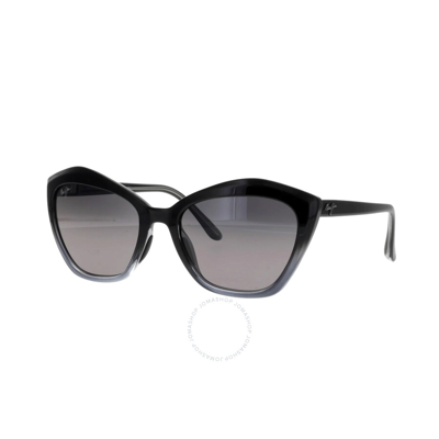 Maui Jim Lotus Neutral Grey Butterfly Sunglasses Gs827-02j 56 In Black / Grey