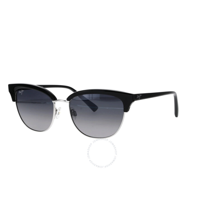 Maui Jim Lokelani Neutral Grey Cat Eye Sunglasses Gs825-02 55 In Black / Grey / Silver