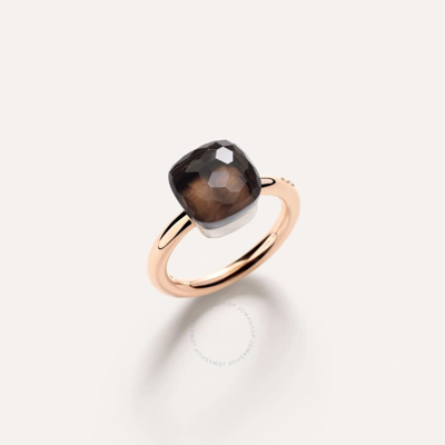 Pomellato Mixed Gold And Smoky Quartz Nudo Classic Ring In Brown