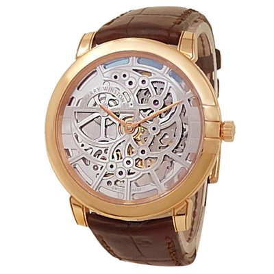 Harry Winston Midnight Skeleton Dial Men's Watch Midahm42rr001 In Brown / Gold / Gold Tone / Rose / Rose Gold / Rose Gold Tone / Skeleton