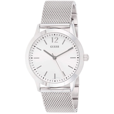 Guess Classic White Dial Men's Watch W0921g1 In Silver / White