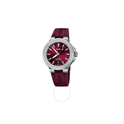 Oris Aquis Automatic Diamond Red Dial Ladies Watch 01 733 7766 4998-07 4 22 68fc In Red   / Bordeaux