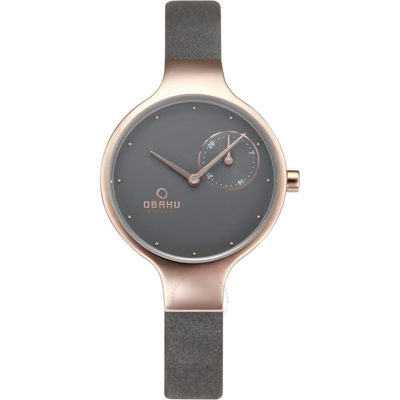 Obaku Vand Quartz Grey Dial Ladies Watch V201ldvjrj In Gold Tone / Grey / Rose / Rose Gold Tone