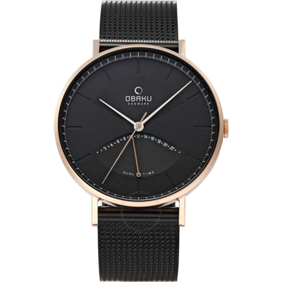 Obaku Classic Quartz Black Dial Men's Watch V213guvbmb In Black / Gold Tone / Rose / Rose Gold Tone