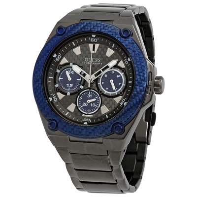 Guess Legacy Quartz Men's Multifunction Watch W1305g3 In Blue / Gun Metal / Gunmetal