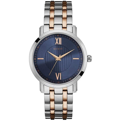 Guess Men's Vp Blue Dial Watch In Two Tone  / Blue / Gold Tone / Rose / Rose Gold Tone