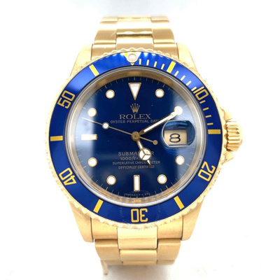 Rolex Submariner Automatic Chronometer Blue Dial Men's Watch 16618 Lb In Blue / Gold / Gold Tone / Yellow