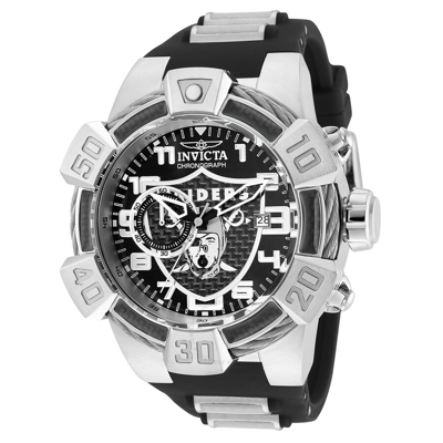 Invicta Nfl Las Vegas Raiders Black Dial Men's Watch 35783 In Black / Gun Metal / Gunmetal / Silver / White