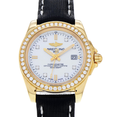 Breitling Galactic Quartz Chronometer Diamond Ladies Watch H7133053/a803-208x In Black / Gold / Gold Tone / Mop / Mother Of Pearl / Rose / Rose Gold / Rose Gold Tone