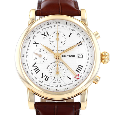 Montblanc Star Chronograph Automatic White Dial Men's Watch 102345 In Brown / Gold / Gold Tone / White / Yellow