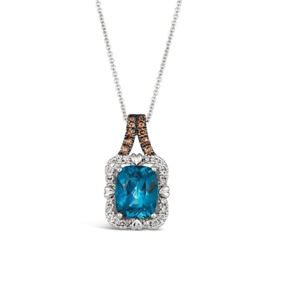 Le Vian Ladies Deep Sea Blue Topaz Necklaces Set In 14k Vanilla Gold In White