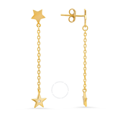 Kylie Harper 14k Gold Over Silver Petite Dangling Stars Cz Earrings In Gold-tone