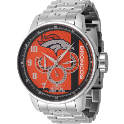 Invicta Nfl Denver Broncos Gmt Quartz Men's Watch 45139 In Blue / Orange / White