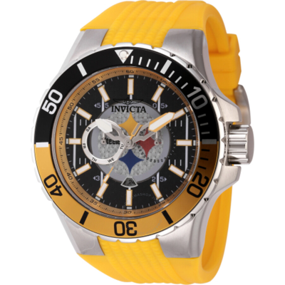 Invicta Nfl Pittsburgh Steelers Gmt Quartz Black Dial Men's Watch 45399 In Black / Orange