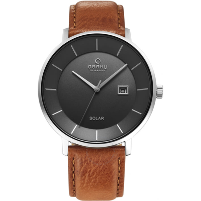 Obaku Camel Quartz Grey Dial Men's Watch V222grcjrz In Brown / Camel / Grey