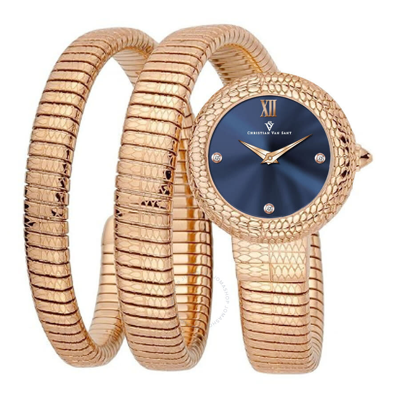 Christian Van Sant Women's Naga Blue Dial Watch In Blue / Gold Tone / Rose / Rose Gold Tone