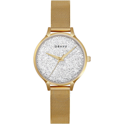 Obaku Stjerner Quartz Silver Dial Ladies Watch V238lxgwmg In Gold Tone / Silver / Yellow