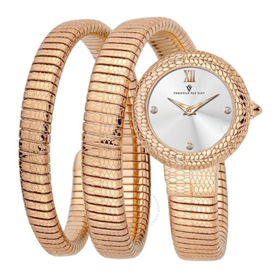 Christian Van Sant Naga Quartz Silver Dial Ladies Watch Cv0891 In Gold Tone / Rose / Rose Gold Tone / Silver