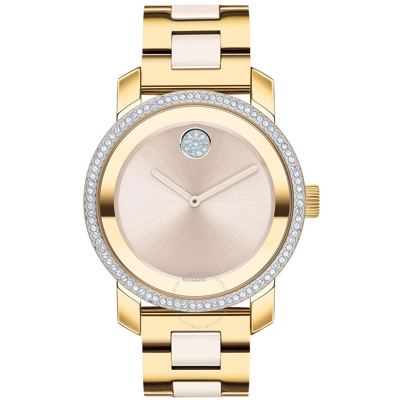 Movado Bold Quartz Crystal Champagne Dial Ladies Watch 3600882 In Champagne / Gold Tone / Yellow