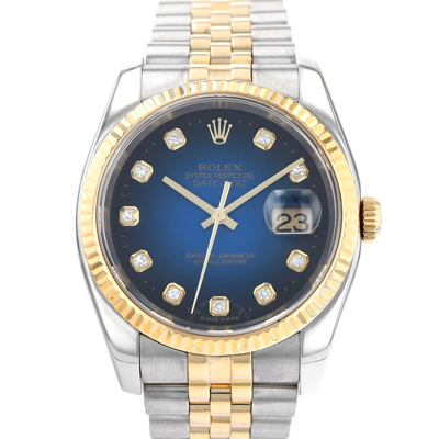 Rolex Datejust 36 Automatic Chronometer Diamond Blue Dial Men's Watch 116233 Bldj In Two Tone  / Blue / Gold / Gold Tone / Yellow