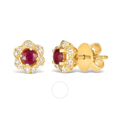 Le Vian Ladies Passion Ruby Earrings Set In 14k Honey Gold In Yellow