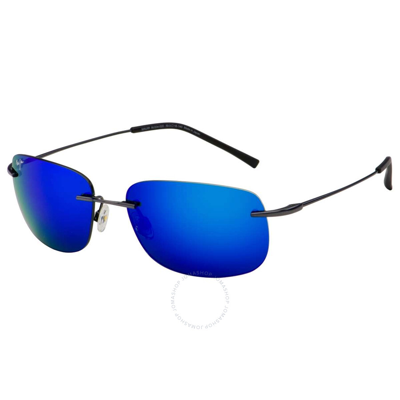 Maui Jim Ohai Blue Hawaii Rectangular Unisex Sunglasses B334-02d 59.5 In Blue / Gun Metal / Gunmetal