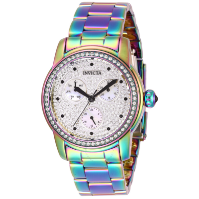 Invicta Angel Quartz Pave And White Dial Ladies Watch 30032 In Black / Iridescent / White