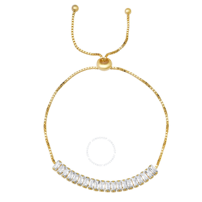 Kylie Harper 14k Gold Over Silver Petite Emerald-cut Cz Adjustable Bracelet In Gold-tone