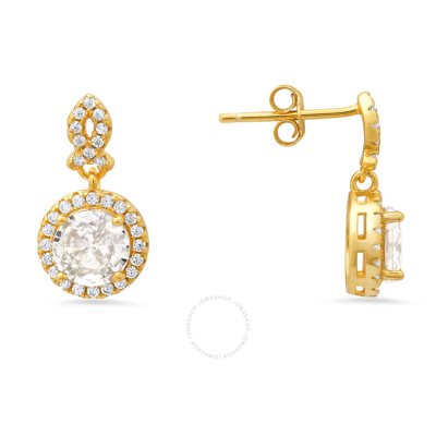 Kylie Harper 14k Gold Over Silver Dangling Halo Cz Stud Earrings In Gold-tone