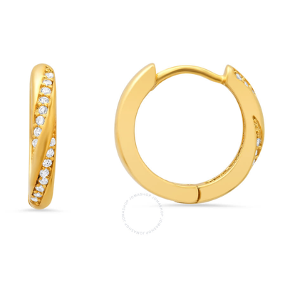 Kylie Harper 14k Gold Over Silver Swirl Cz 15mm Hoop Earrings In Gold-tone