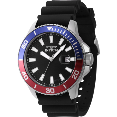 Invicta Pro Diver Quartz Black Dial Pepsi Bezel Men's Watch 46090 In (red   / Black