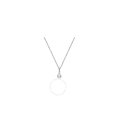 Mikimoto 18k White Gold Pearl & Diamond Pendant Necklace - Pps602dw