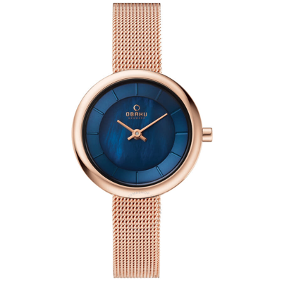 Obaku Stille Quartz Blue Dial Ladies Watch V146lxvlmv In Blue / Gold Tone / Rose / Rose Gold Tone