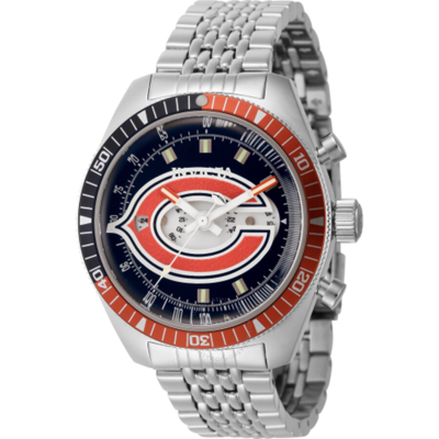 Invicta Nfl Chicago Bears World Time Gmt Quartz Men's Watch 45012 In Two Tone  / Blue / Navy