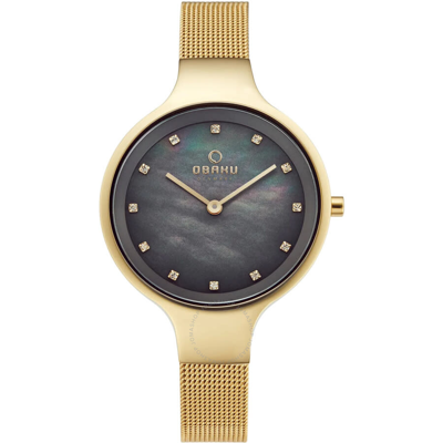 Obaku Classic Quartz Ladies Watch V173lxgjmg In Gold Tone / Mop / Mother Of Pearl / Yellow