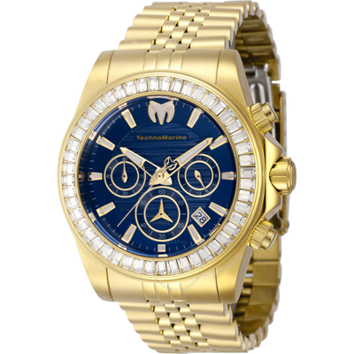 Technomarine Manta Chronograph Gmt Quartz Crystal Blue Dial Men's Watch Tm-222022 In Blue / Gold / Gold Tone