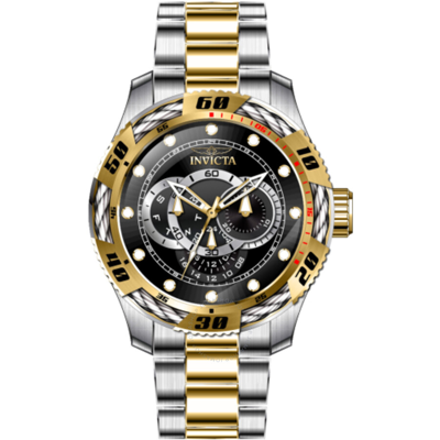 Invicta Speedway Gmt Quartz Black Dial Men's Watch 45753 In Two Tone  / Black / Gold Tone