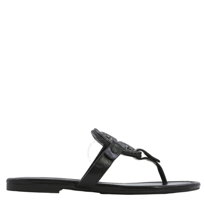 Tory Burch Ladies Perfect Black Miller Pave Thong Sandals