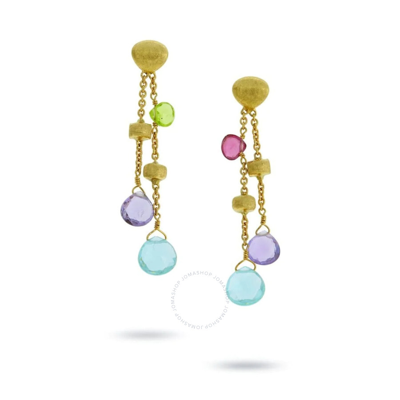 Marco Bicego 18k Gold Paradise Mixed Stone Drop Double Drop Earrings Ob1553 Mix320 Y 02 In Yellow, Gold-tone