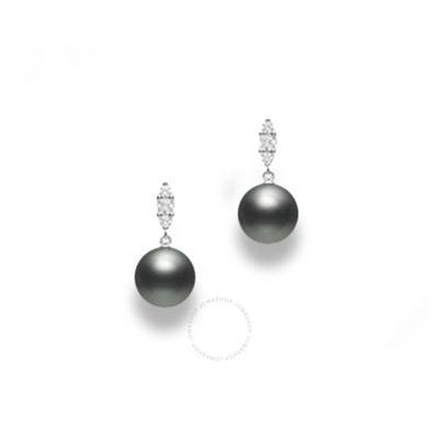 Mikimoto Morning Dew Black South Sea Cultured Pearl And Diamond Earrings - Mea10328bdxw