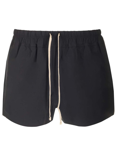 Rick Owens Elastic Drawstring Waist Swim Boxers In Black