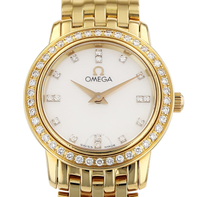 Omega De Ville Prestige Quartz Diamond White Dial Ladies Watch 4175.35.00 In Gold / Gold Tone / White / Yellow